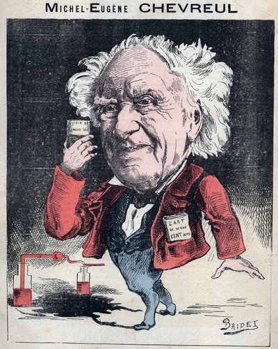 Retrato de Michel Eugène Chevreul, químico francés - Caricatura de Bridet en “Les Hommes d