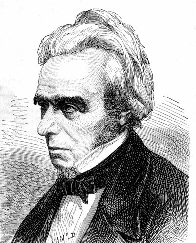 Retrato de Michael Faraday (1791 - 1867), físico y químico británico - en "Álbum de Ciencia; científicos ilustres; Grandes descubrimientos" 1896 de French School