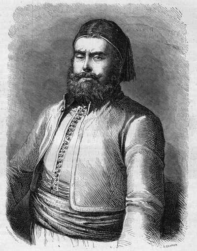 Retrato de Mohammed Said (1822-1863), Vice Rey (Pasha) de Egipto bajo el Imperio Otomano. Grabado en “Le Monde Illustré” n°303 del 31 de enero de French School