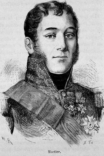 Retrato de Mortier, Duque de Treviso (1768 - 1835), Mariscal de Francia, asesinado durante el ataque de Fieschi - en “La Historia de Francia” de Henri Martin de French School