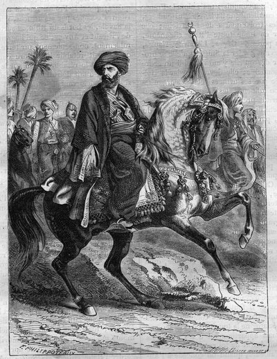 Retrato de Mourad Bey (1750-1801), jefe mameluco - Grabado de 1865 en Histoire du Consulat et de l