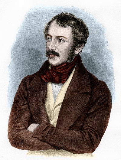 Retrato de Nikolaus Lenau (grabado en color) de French School