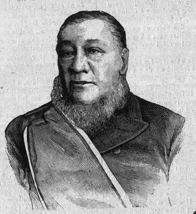Retrato de Paul Kruger (Stephanus Johannes Paulus Kruger) (1825-1904), Presidente de la República del Transvaal de Sudáfrica. Grabado en “La gazette du dimanche” del 16 de enero de French School