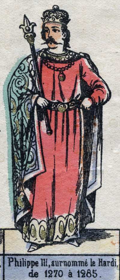 Retrato de Felipe III de Francia, conocido como Felipe el Audaz (1245-1285) (dinastía de los Capetos). Ilustración de finales del siglo XIX de French School