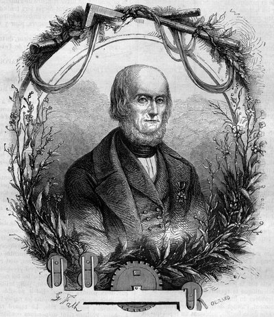 Retrato de Philippe de Girard (1775-1845), inventor e industrial francés, creador de la máquina de hilar lino. Grabado de 1866-1867 de French School