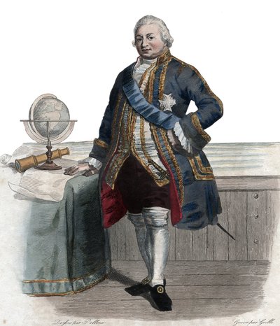 Retrato de Pierre André de Suffren de Saint-Tropez, bailío de Suffren (1729-1788), almirante francés. Ilustración de 