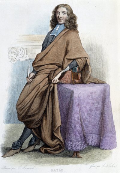Retrato de Pierre Bayle, filósofo y escritor francés (1647-1706) - en "Le Plutarque français", por Mennechet de French School