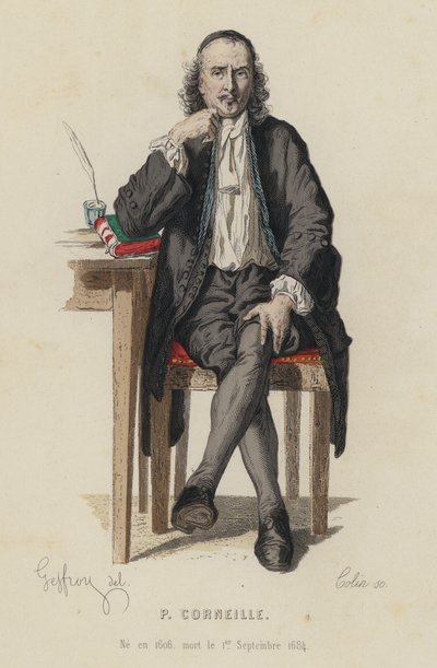 Retrato de Pierre Corneille, dramaturgo francés (grabado en color) de French School