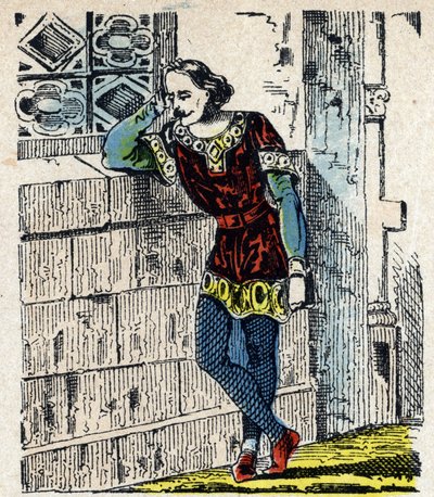 Retrato del príncipe Carlos de Baja Lotharingie (Carlos I de Lorena) (953-991) encerrado en Orleans en 991 (Carlos, duque de Baja Lorena encarcelado por Hugo Capeto en Orleans, donde murió poco después, 991) Imagen de Epinal Siglo XIX Privado de French School