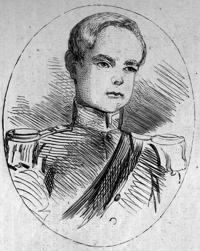 Retrato del Príncipe Humberto (1844-1900), futuro rey de Italia bajo el nombre de Humberto I (Umberto I). Grabado en 