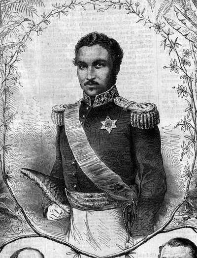 Retrato de Radama II (1829-1863), Rey de Madagascar. Grabado en “Le Monde Illustré” n°268 de 31 de mayo de 1862 de French School
