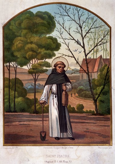 Retrato de San Fiacre (ermita cerca de Meaux), patrón de los jardineros, obra del siglo XIX de French School