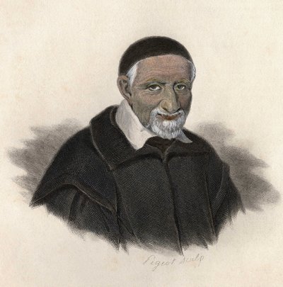 Retrato de San Vicente de Paúl (1581-1660), sacerdote francés y amonier. en "Retratos de Hombres Útiles" de French School