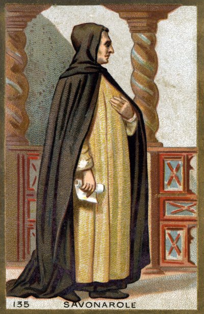 Retrato de Girolamo Savonarola (1452-1498). Cromolitografía de finales del siglo XIX de French School