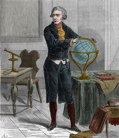 Retrato de Sir Friedrich Wilhelm Herschel (1738-1822), astrónomo y físico británico-alemán - Retrato de William Herschel astrónomo británico de origen alemán - Grabado en “Sciences at the reach of all - popular physics and chemistry” por Alexis Clerc de French School