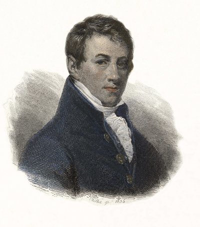 Retrato de Sir Humphry Davy (1778-1829), químico y físico inglés. En “Retratos de Hombres Útiles” de French School