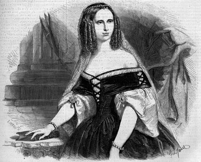 Retrato de Sofía de Wurtemberg (1818-1879), Reina de Holanda. Grabado en “Le Monde Illustré” n°53 del 17 de abril de 1858. de French School
