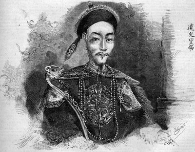 Retrato de Toa Kwang (Toa-Kwang o Daoguang) (1782-1850), Emperador de China de la Dinastía Qing. Grabado en "Le Monde Illustré" n°136 del 19 de noviembre de 1859 de French School