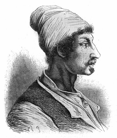 Retrato de Tommaso Aniello, conocido como Masaniello (1622-1647), pescador napolitano, lideró la revuelta contra los españoles en Nápoles en 1647. Grabado de 1852. de French School