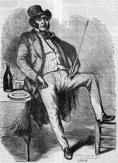 Retrato de Vautrin, personaje de la novela El padre Goriot. Grabado de mediados del siglo XIX. Ilustración para El padre Goriot de Honoré de Balzac (1799-1850) de French School
