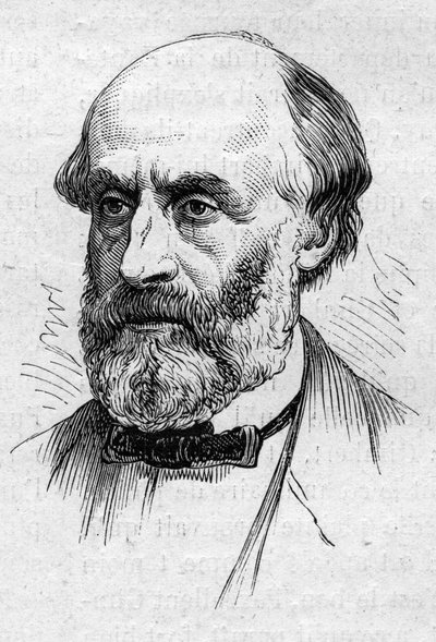Retrato de Victor de Laprade (1812-1883), poeta y académico francés. Grabado en 