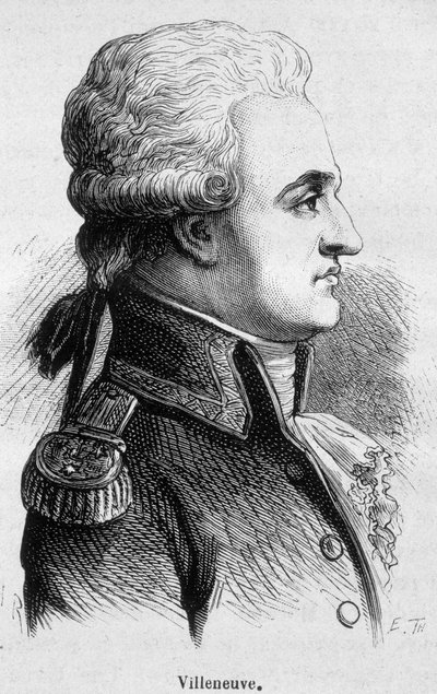 Retrato de Villeneuve, almirante francés (1763 - 1806), comenzó la batalla de Trafalgar, que fue un desastre, y luego se suicidó - en "L