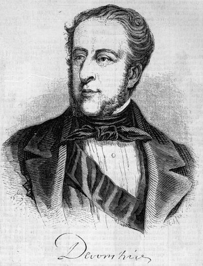Retrato de William Spencer Cavendish (1790-1858), duque de Devonshire. Grabado en "Le Monde Illustré" n°45 del 20 de febrero de 1858. de French School