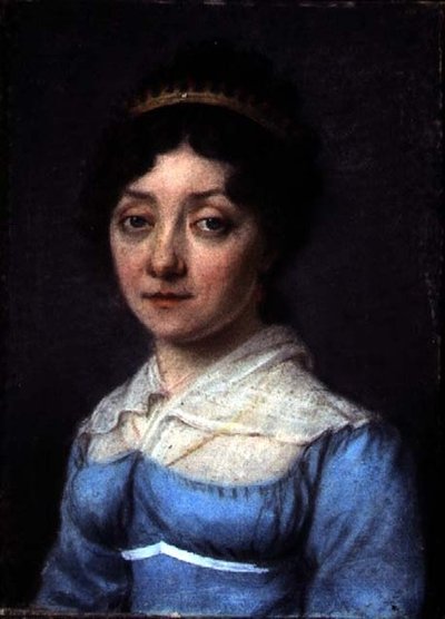 Retrato de una mujer burguesa con un vestido azul imperio, c.1815 de French School