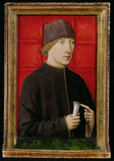 Retrato de un hombre sosteniendo un pergamino, c.1480-1510 de French School