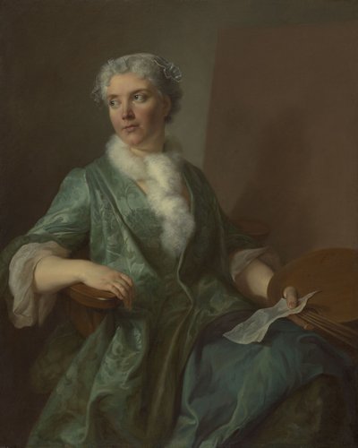 Retrato de una artista, c.1735 (óleo sobre lienzo) de French School