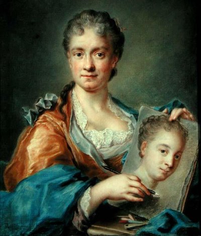 Retrato de una dama dibujando un retrato, c.1750s de French School