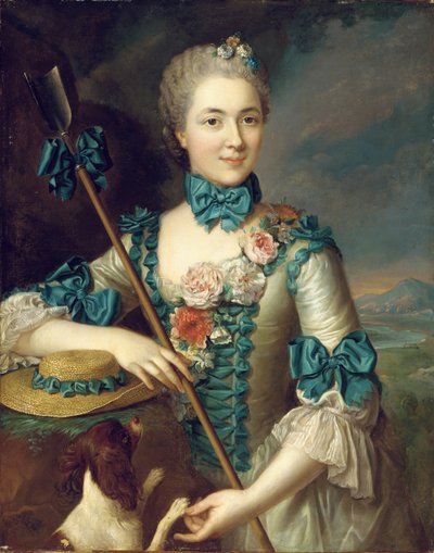 Retrato de una dama, se dice que es Madame Louise Suzanne Edmée Martel como pastora de French School