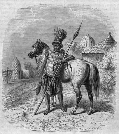 Retrato de un líder de la tribu Mousgou en África Central, mediados del siglo XIX. Grabado por Freeman en "El Magasin Pintoresco" de French School