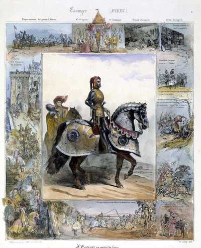 Retrato de un Ecuyer en "Historia pintoresca de la equitación antigua y moderna" de Charles Aubry de French School