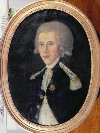 Retrato de un teniente desconocido estacionado en el territorio francés de Santo Domingo, finales del siglo XVIII de French School