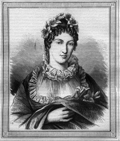 Retrato de la Duquesa de Angulema Marie Thérèse Charlotte de Francia conocida como Madame Royale (1778-1851). Grabado en “Historia de los Papas-Reyes-Reinas y Emperadores a través de los siglos” por Maurice Lachatre de French School