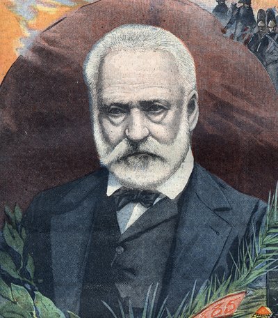 Retrato del escritor francés Victor Hugo (1802-1885). Grabado en "Le Petit Parisien" de French School