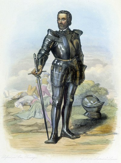 Retrato del Caballero Bayard (1475-1524) - en "Le Plutarque français", ed. Mennechet de French School