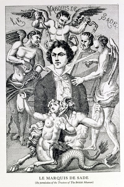 Retrato del Marqués de Sade Rodeado de Demonios (grabado) de French School