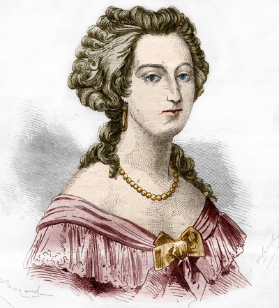 Retrato de la Marquesa de Boufflers Marie Francoise Catherine de Beauvau Craon (1711-1787). Grabado en 