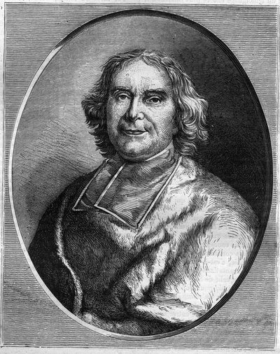 Retrato del cardenal Andre Hercule de Fleury (1653-1743), cardenal, primer ministro de Luis XV. Grabado en "Histoire des Papes-Rois-Queen and Empereurs a travers les centuries" por Maurice Lachatre de French School