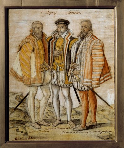 Retrato de los tres hermanos Coligny (Odet, Gaspard y François) de French School