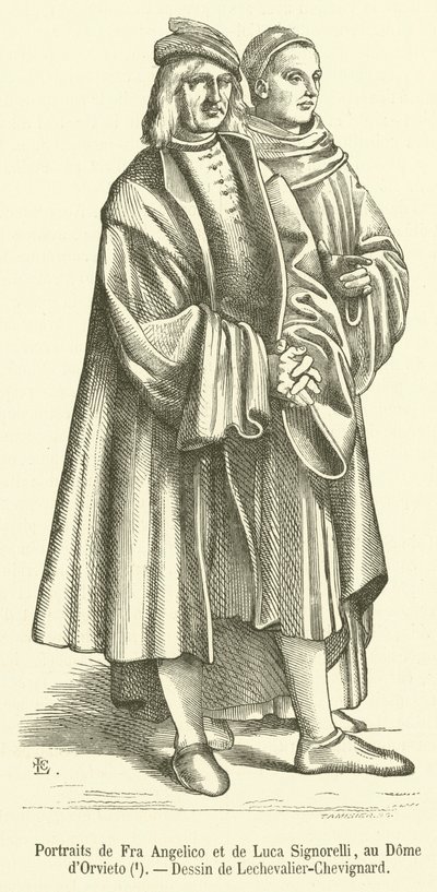 Retratos de Fra Angelico y de Luca Signorelli, en la Catedral de Orvieto de French School