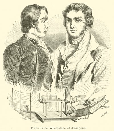 Retratos de Wheatstone y Ampere de French School