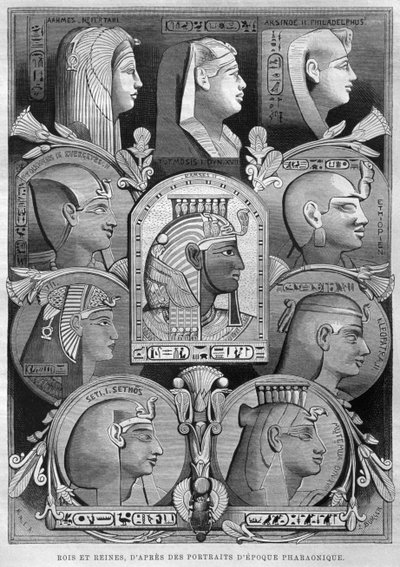 Retratos de reinas y reyes del Antiguo Egipto, de LEgypte de Georg Moritz Ebers (1837-98), 1881 de French School