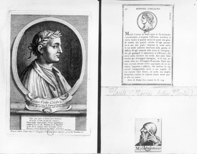 Retratos de Horacio (65-8 a.C.), Escipión Emiliano (Africano Menor) (185-129 a.C.) y Plauto (c.254-184 a.C.) de French School