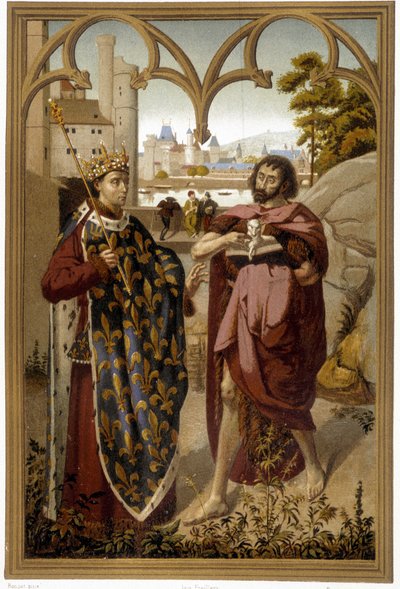 Retratos de San Luis y San Juan Bautista - repro. después de fragmento de retablo atribuido a Van Eyck, en “Les Chroniqueurs de l
