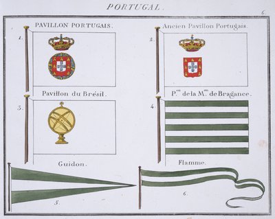 Banderas portuguesas, de un libro francés de banderas, c.1819 de French School