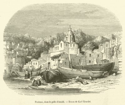Positano, en el golfo de Amalfi (grabado) de French School