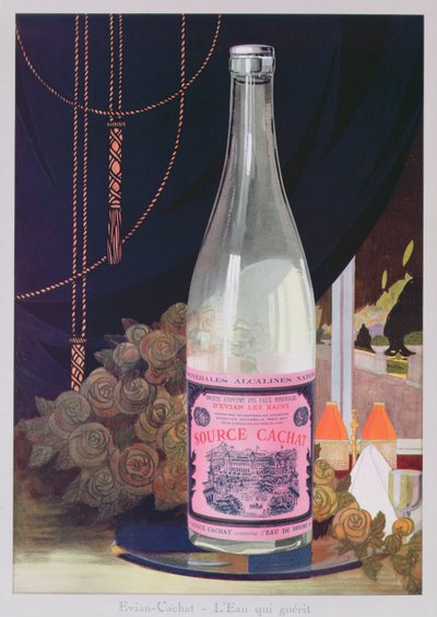 Postal publicitaria del agua Evian de la Fuente Cachat, 1906 de French School